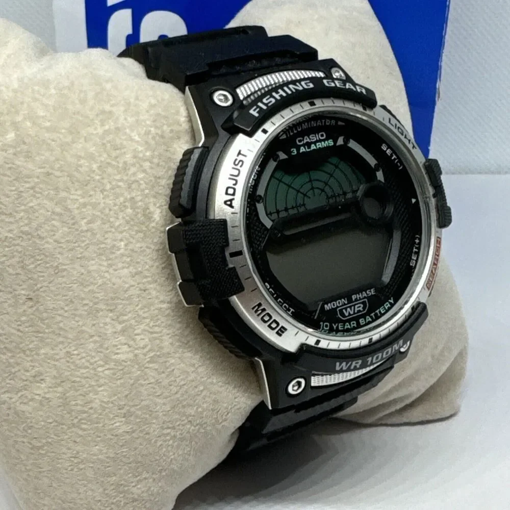 Casio WS-1200H-1A Men’s Black Resin Fishing Time Digital Dial Quartz Watch JNA46